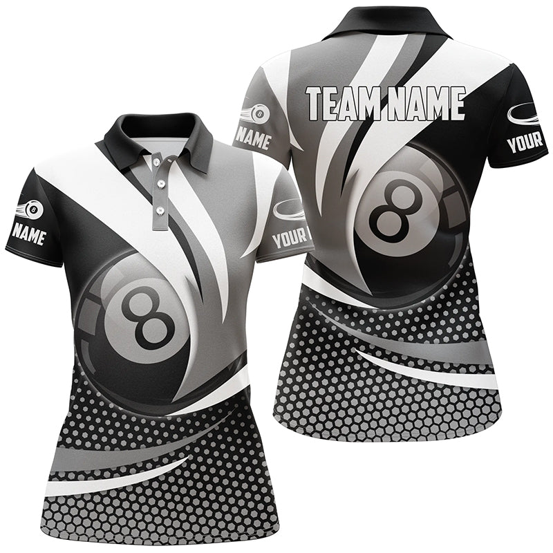 Personalized 8 Ball Billiard Grey Version 3D Polo Shirts For Women Best Custom Gifts For Pooler TDM0240