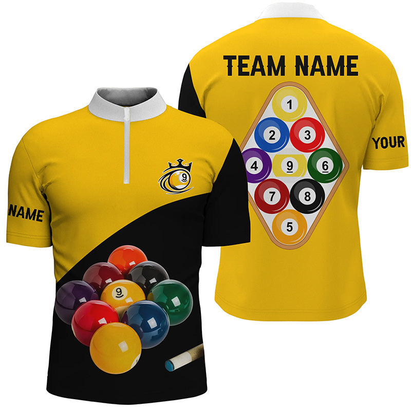 Personalized 9 Ball Pool Billiard Men Quarter-Zip Shirts, 3D Billiard Balls Jerseys Shirts TDM0650