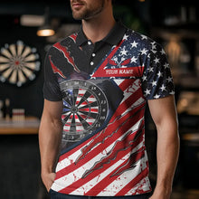Load image into Gallery viewer, American Flag Smoke Dart Shirts For Men Custom Darts Jersey Pocket Option TDM3518