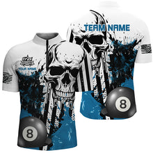 Load image into Gallery viewer, Personalized Blue Grunge Skull Billiards Shirts For Men Custom Retro Billiard Team Jerseys Attire TDM1563