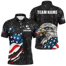 Load image into Gallery viewer, Black Grunge Eagle American Flag Custom Billiard Shirts For Men, Patriotic Billiard Team Shirts TDM2444