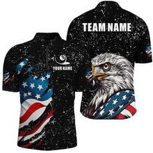 Load image into Gallery viewer, Black Grunge Eagle American Flag Custom Billiard Shirts For Men, Patriotic Billiard Team Shirts TDM2444