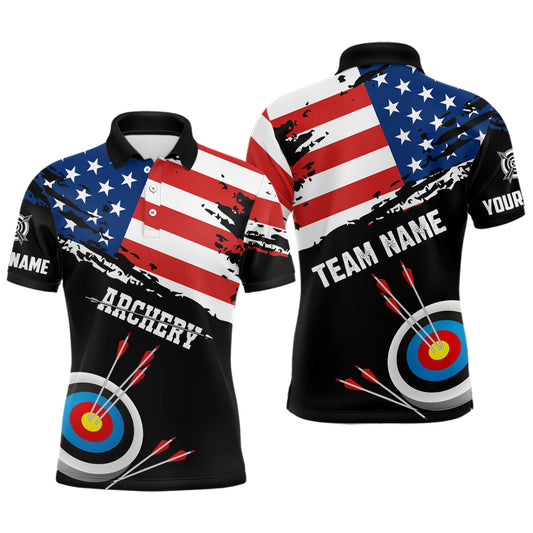 Personalized Grunge USA Flag Archery Shirts For Men Custom Patriotic 4Th Of July Archery Jerseys TDM1794