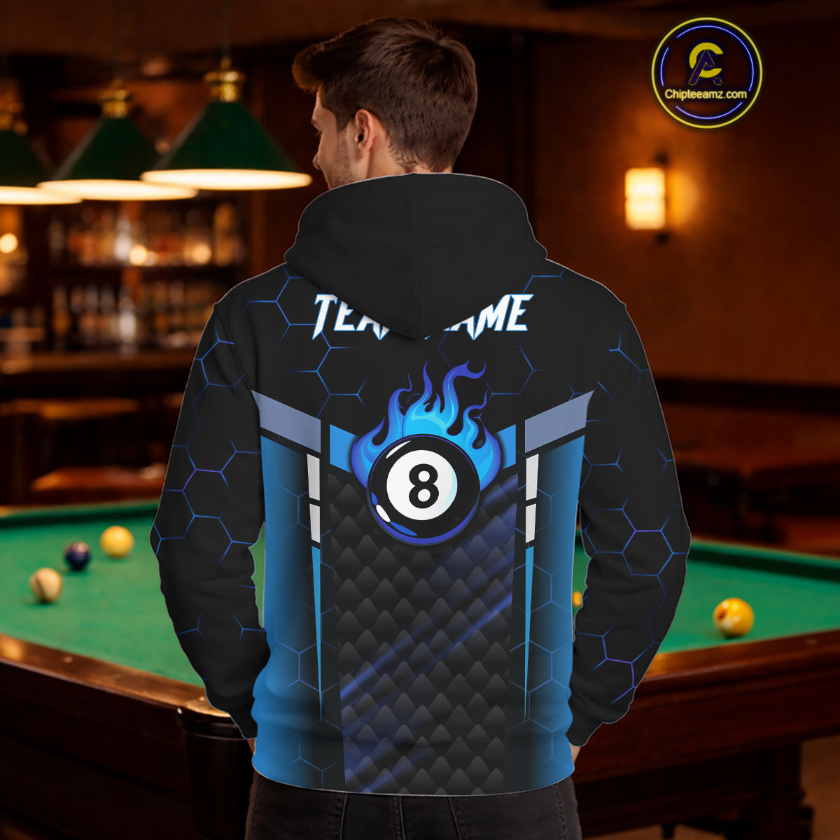 Personalized Blue 8 Ball Flame Hoodie For Men And Women Custom Billiard Hoodie Pool Team Jersey TDM5731