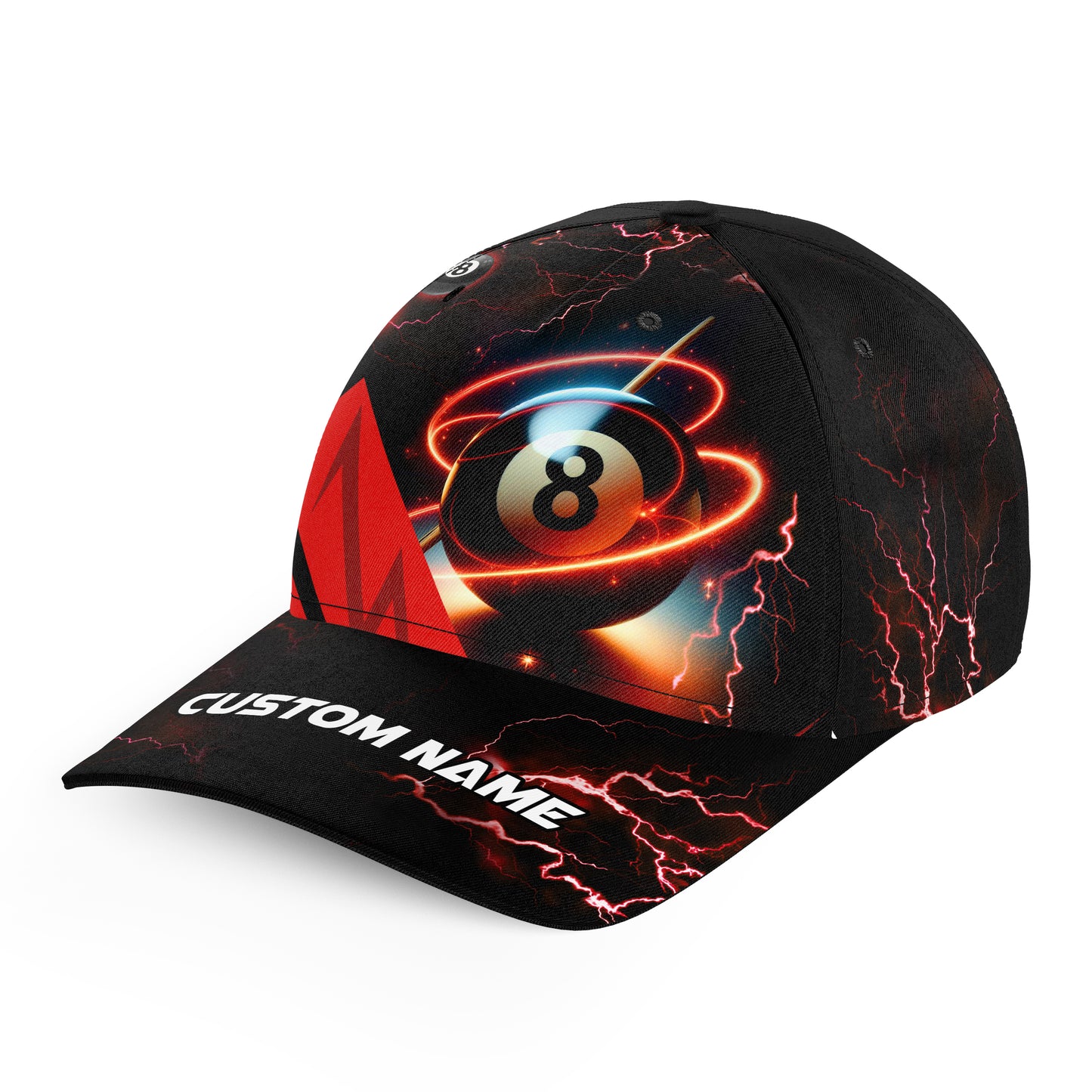Red 8 Ball Pool Billiard Caps Hats Custom Adjustable 3D Billiard Baseball Caps For Pool Player TDM1447