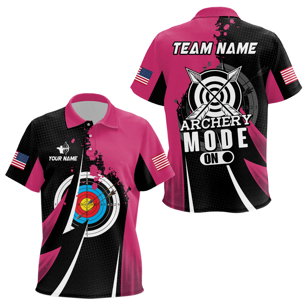 Personalized Pink Jerseys Archery Mode On Polo Shirts For Kid, Valentine Archery Sport Shirts TDM0929