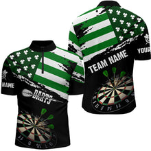 Load image into Gallery viewer, Personalized US Flag St Patrick Day Dart Shirts For Men Custom Patriotic Shamrock Darts Jerseys TDM3643