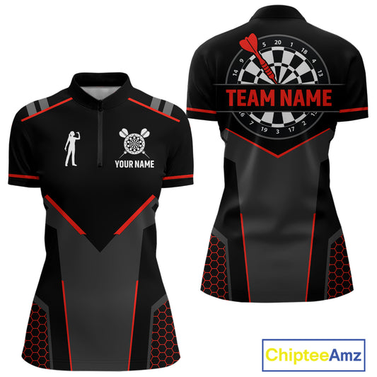 Darts Jersey For Women Custom Polo & Quarter Zip Darts Tournament Team Shirt |Red TDM4746