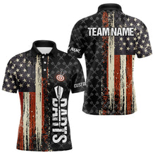 Load image into Gallery viewer, Vintage American Flag Darts Shirt For Men Custom Darts Jersey Pocket Option TDM3516