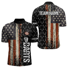 Load image into Gallery viewer, Vintage American Flag Darts Shirt For Men Custom Darts Jersey Pocket Option TDM3516