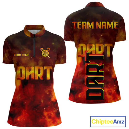 Persionalized Full Flames And Smokes Dart Shirts For Women, Dart Team Jerseys NYN0077