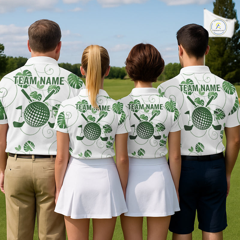 Mens Green Monstera Pattern Golf Clothing Custom Cactus Golfer Funny Mens Golf Polo Shirt NYN2931