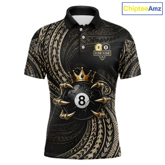 Tribal Pattern Billiard Shirts For Men Custom Skull Crown 8 Ball And 9 Ball Billiard Team Jersey NYN3134