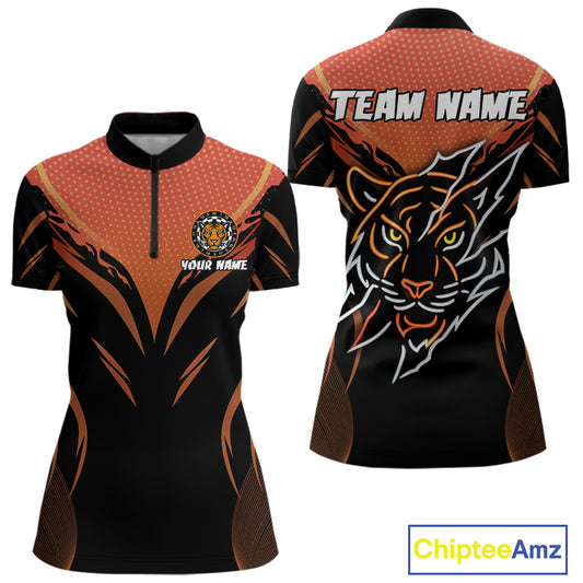 Custom Women's Dart Shirt With Orange Tiger Dartboard - Custom Team & Player Name NYN0358