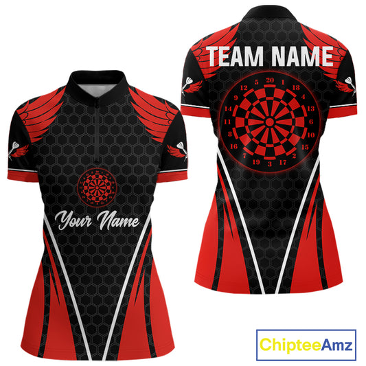 Halftone Pattern Dartboard Custom Red Dart Shirt For Women, Dart Team Jerseys NYN0225