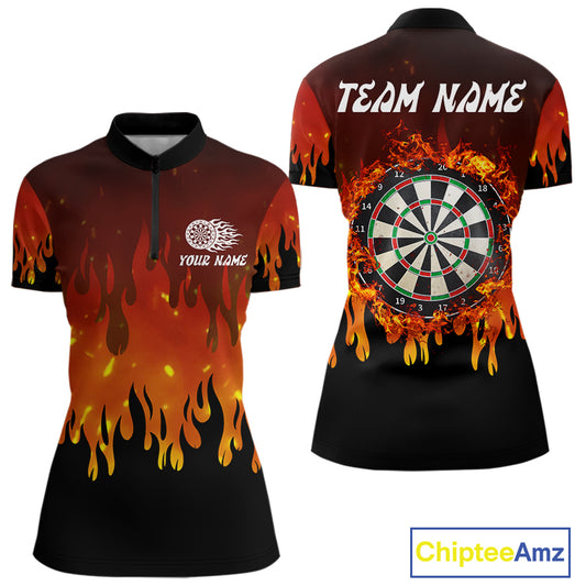 Flame Pattern Multi Color Dartboard Custom Flame Dart Shirt For Women, Dart Jerseys NYN0226