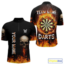 Load image into Gallery viewer, Custom Fire Skull Multi-Flame Dartboard Dart Shirts For Men, Dart Team Jerseys NYN0087