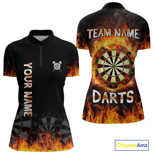 Fire Skull Multi-Flame Dartboard Custom Dart Shirts For Women, Dart Team Jerseys NYN0240