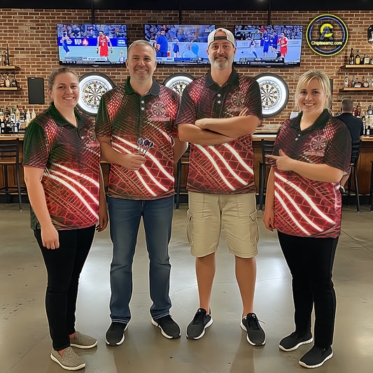 Black And Red Stripes Light Dartboard Custom Darts Quarter-Zip Shirts Men Dart Team Jerseys NYN2276