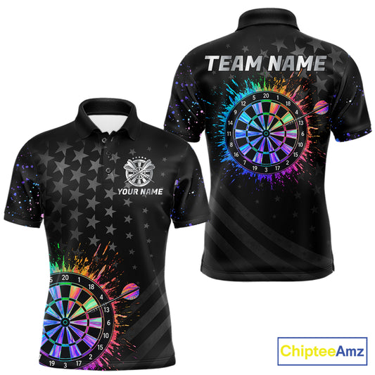 Custom Rainbow Holographic Dart Team Shirts For Men Splatter Dart Tournament Jerseys NYN4044