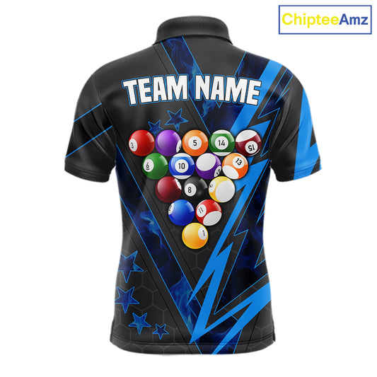 Grey & Blue Billiard Flame 8 Ball Pool Shirt For Men Personalized Team Billiard Tournament Jersey NYN3785