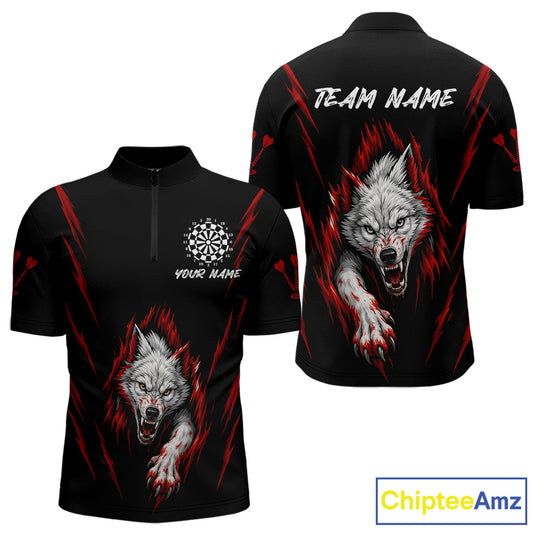 Custom Men's Dart Team Shirt - Pearl Wolf Clawing - Personalized Team Name & Player NYN0335