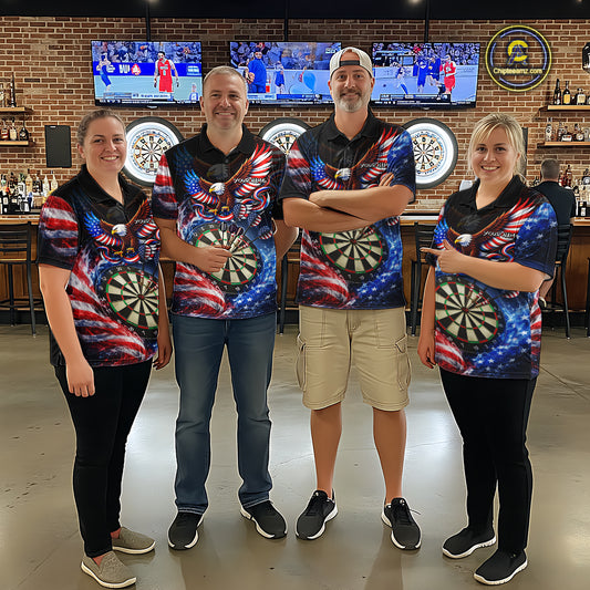 Eagle Dartboard US Flag Freedom Darts Quarter-zip Shirt Personalized Patriotic Men Dart Jerseys NYN2527
