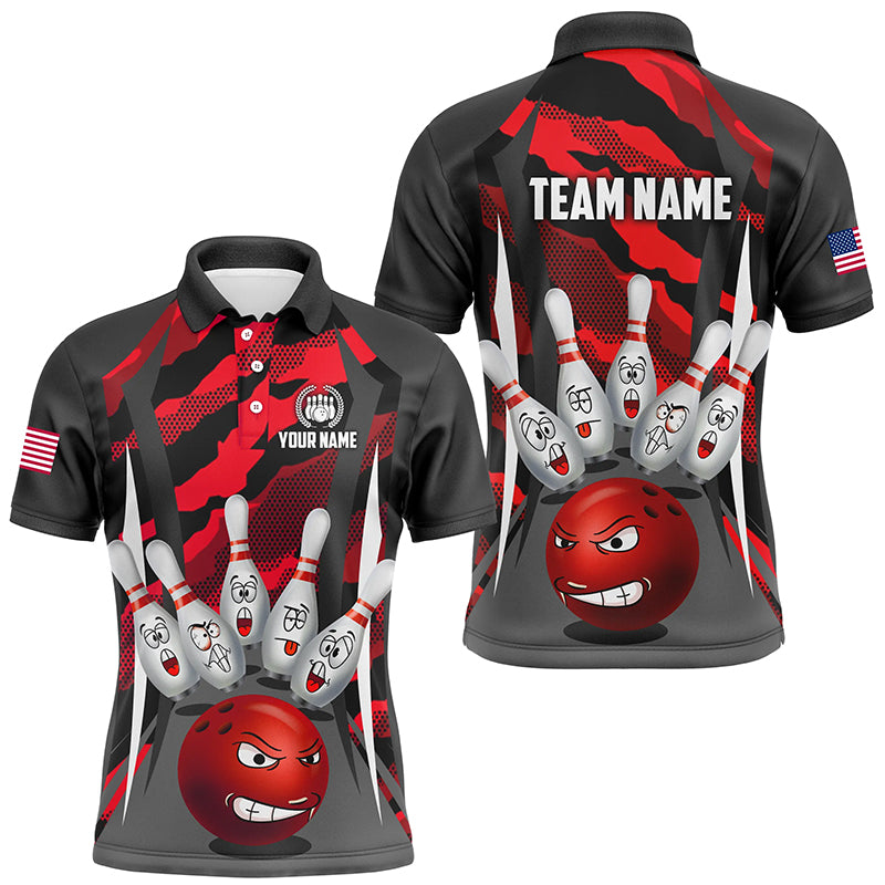 Custom Camo Bowling Shirt Men Bowling Team Jersey Polo Short Sleeves Muticolor QZT457
