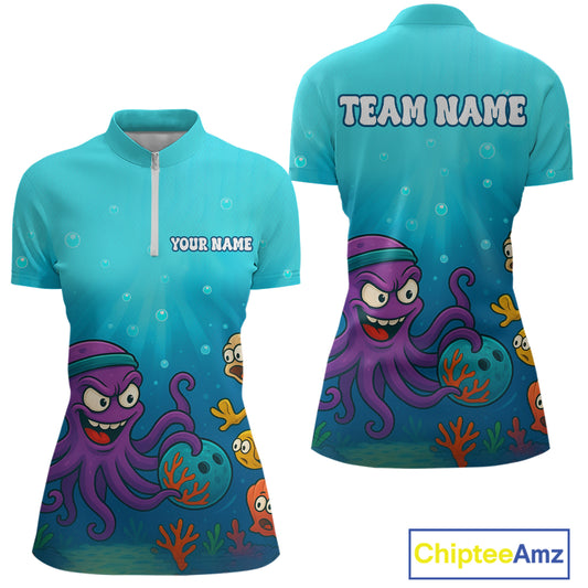 Custom Octopus Bowling Shirt for Team Bowling Jersey for Women Bowling Accessories QZT769