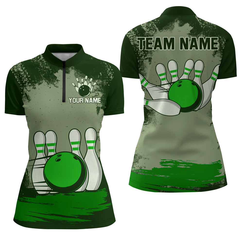 Personalized Bowling Team Shirts Multicolor Women's Bowling Shirt 1/4 Zip Bowling QZT490
