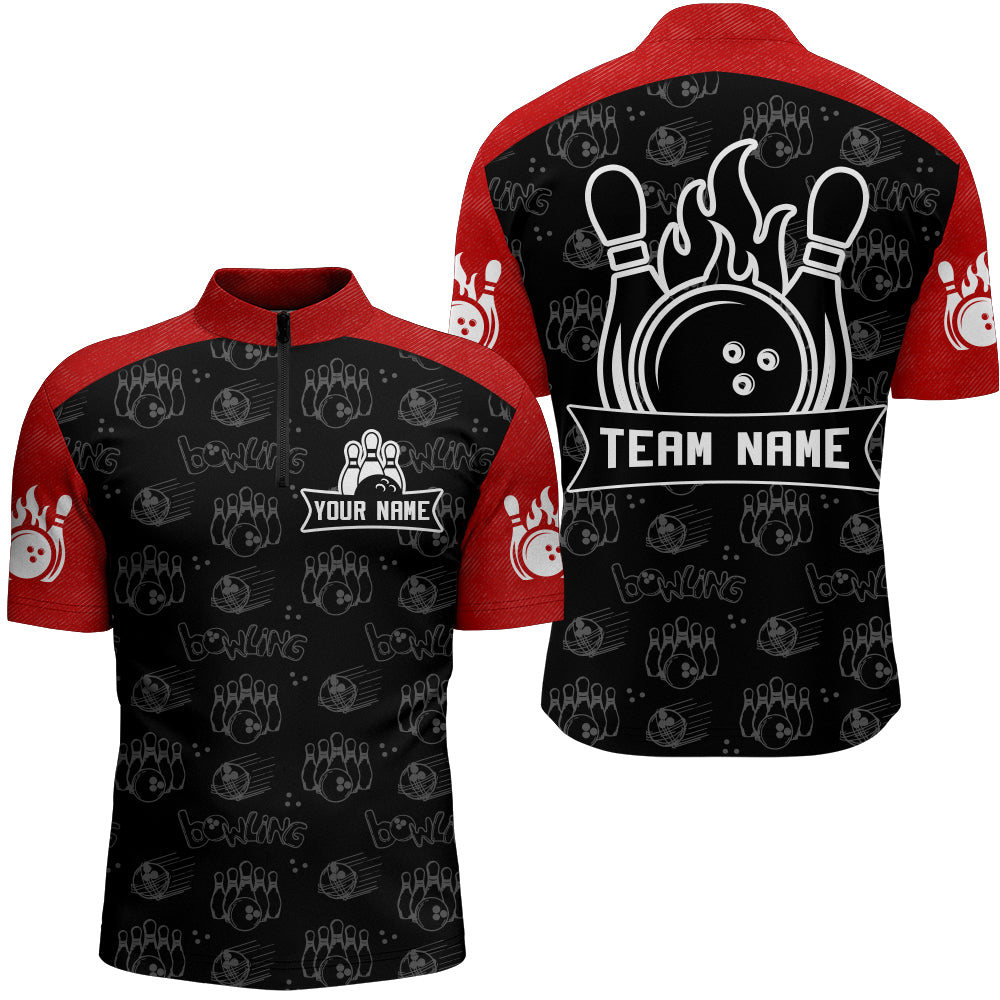 Camo Bowling Quarter-Zip Shirt Custom Bowling Jersey for Men Bowling Team League QZT230