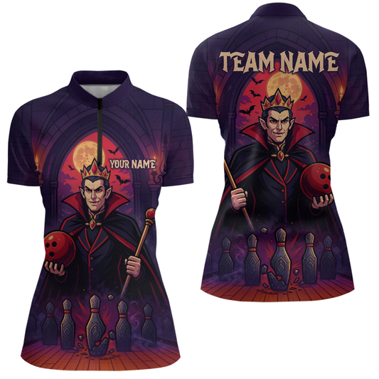 Custom Vampire Bowling Team Shirt Polo & Quarter-Zip Bowling League Jersey for Women Outfit QZT752