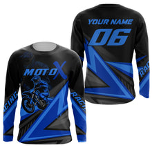 Load image into Gallery viewer, Personalized MotoX Jersey Adult&Kid Upf30+ Blue Motocross Dirt Bike Shirt Off-Road Racing Jersey PDT674