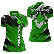Load image into Gallery viewer, Custom Bowling Jersey for Men & Women Flame Green Bowling Quarter-Zip Shirt Team League BDT556