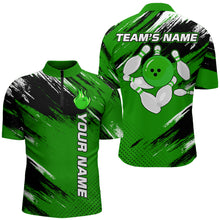 Load image into Gallery viewer, Custom Bowling Jersey for Men & Women Flame Green Bowling Quarter-Zip Shirt Team League BDT556