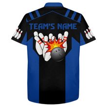 Load image into Gallery viewer, Black&Blue Bowling Shirt For Men & Women Custom Retro Bowling Jersey Hawaiian Bowling League Shirt BDT351