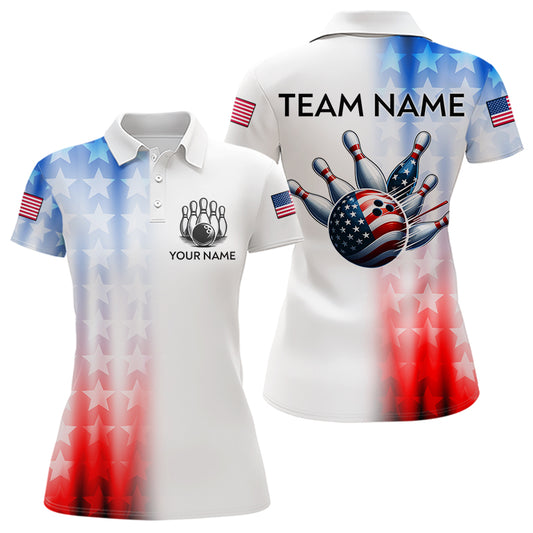 Patriotic Bowling Shirt Custom Bowling Jersey Men Women Team Bowling Polo 1/4 Zip Shirt MBL46