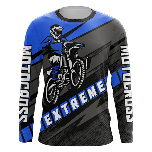 Custom Motocross Jersey UPF30+ Dirt Bike Youth Shirt MX Racing Adult&Kid Blue Jersey XM210