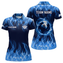Load image into Gallery viewer, Blue Flaming 8 Ball Pool Shirts Women Billiard Polo & 1/4 Zip Shirts Billiard Team Jerseys NNT10