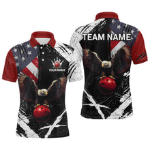 Load image into Gallery viewer, US Flag Eagle Custom Name Bowling Team Shirts For Men Bowling League Polo & 1/4 Zip Shirt HNT06