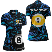 Load image into Gallery viewer, Teal-Turquoise 8 Ball & 9 Ball Custom Billiard Shirts For Women Billiard Team Jerseys NNT55