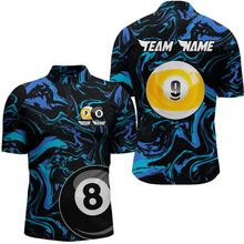 Load image into Gallery viewer, Teal-Turquoise 8 Ball & 9 Ball Custom Billiard Shirts For Men Billiard Team Jerseys NNT55