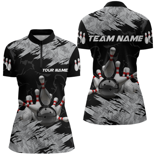 Bowling Shirt Bowling Jersey for Women Custom Bowling Gifts for Women Team with Name Polo & 1/4 Zip HNT16