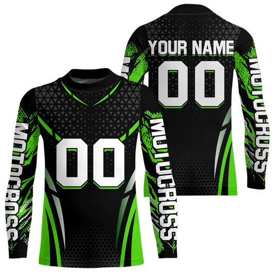 Green Dirt Bike Jersey Off-Road Shirt Custom Youth Motocross Jersey UPF30+ Kid Men Women DNT82