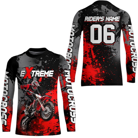 Adult&Kid red custom dirt bike jersey motocross jersey mens women extreme motocross shirt| CTP08