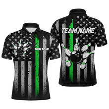 Load image into Gallery viewer, US Green Flag Bowling Shirt for Men Custom Name Polo & Quarter-Zip Bowling Jersey Bowling Team Shirt HNT23
