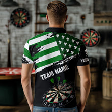 Load image into Gallery viewer, Personalized US Flag St Patrick Day Dart Shirts For Men Custom Patriotic Shamrock Darts Jerseys TDM3643