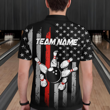 Load image into Gallery viewer, US Red Flag Bowling Shirt for Men Custom Name Polo & Quarter-Zip Bowling Jersey Bowling Team Shirt HNT23