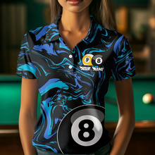 Load image into Gallery viewer, Teal-Turquoise 8 Ball & 9 Ball Custom Billiard Shirts For Women Billiard Team Jerseys NNT55