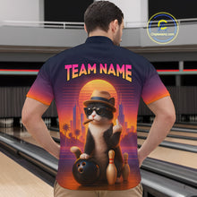 Load image into Gallery viewer, Custom Funny Cat Bowling Jersey for Men Bowling Uniform Polo & 1/4 Zip Bowling Team Shirts HNT114